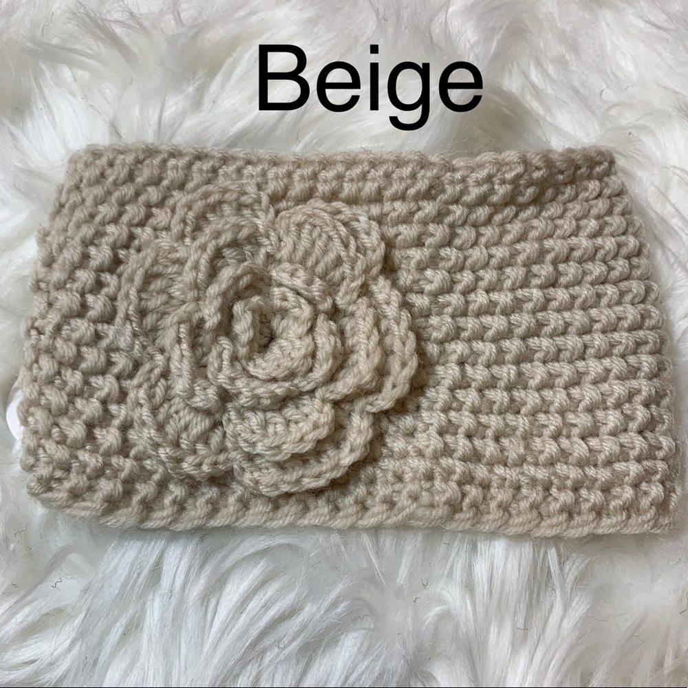Knitted Headband Ear Warmer with Flower